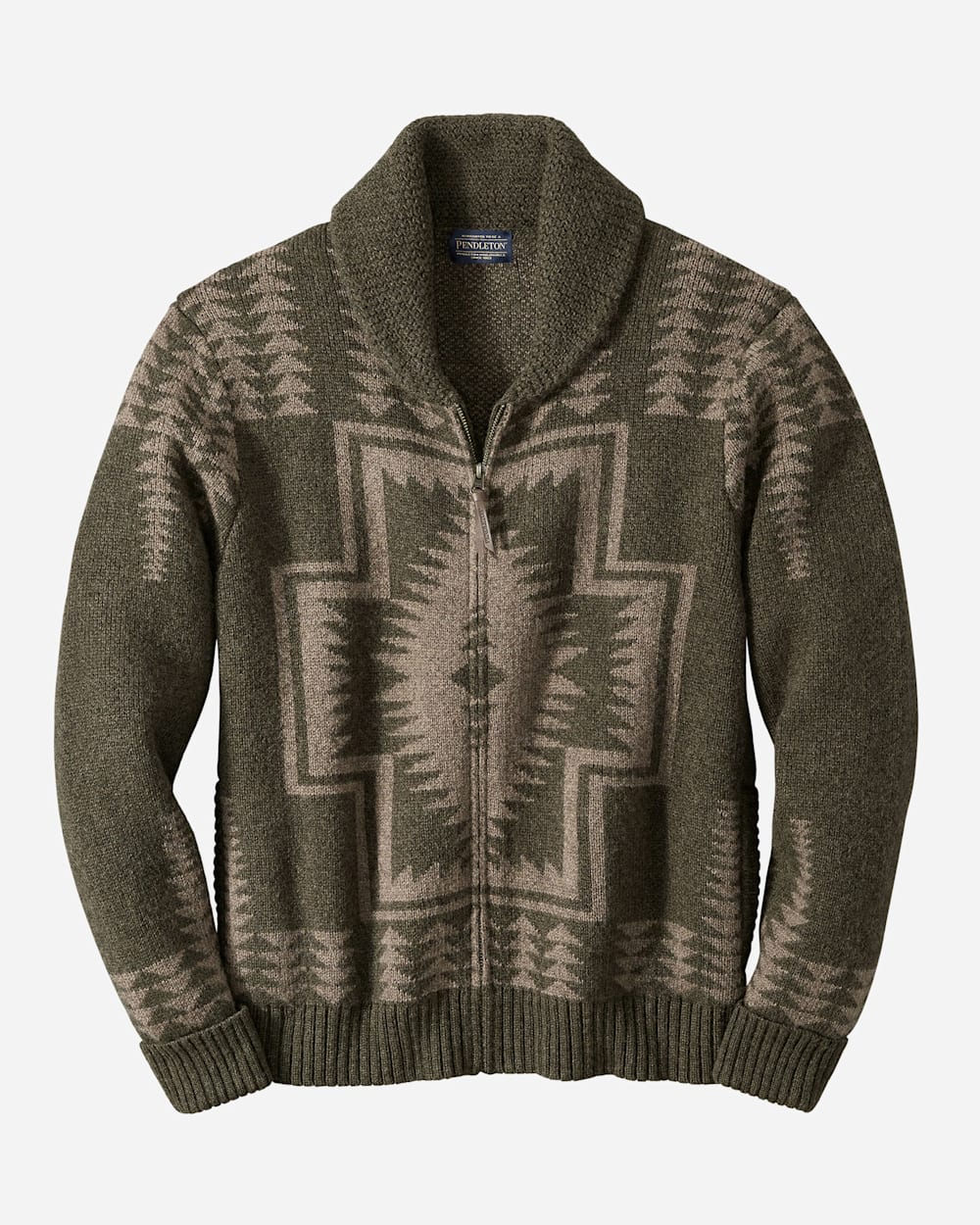 MEN'S HARDING ZIP CARDIGAN IN GREEN/BROWN image number 1