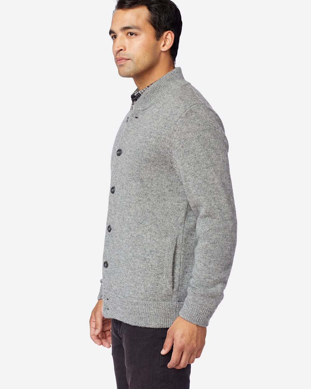 ALTERNATE VIEW OF MEN'S SHETLAND WASHABLE WOOL CARDIGAN IN GREY HEATHER image number 2