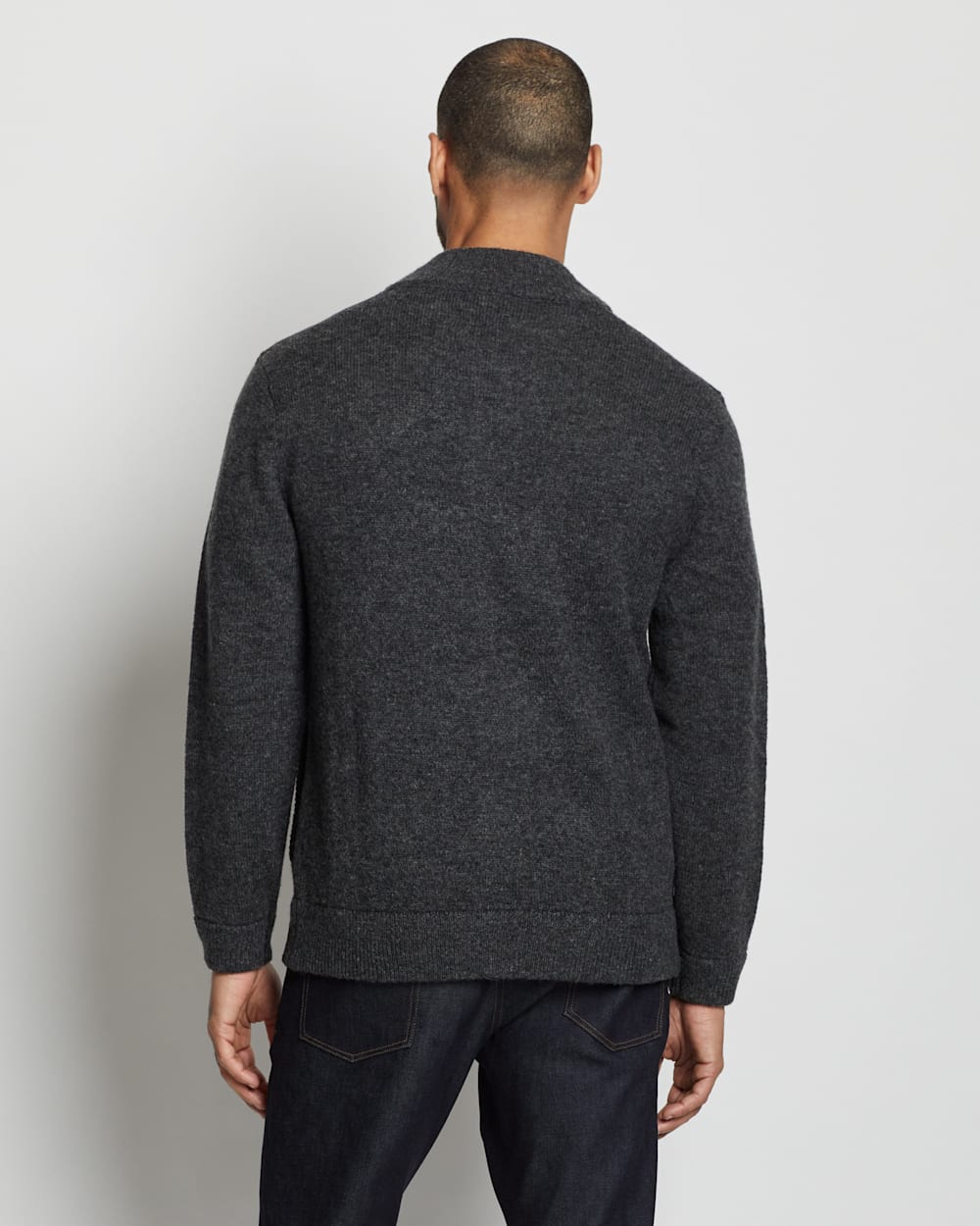 ALTERNATE VIEW OF MEN'S SHETLAND WASHABLE WOOL CARDIGAN IN CHARCOAL image number 4