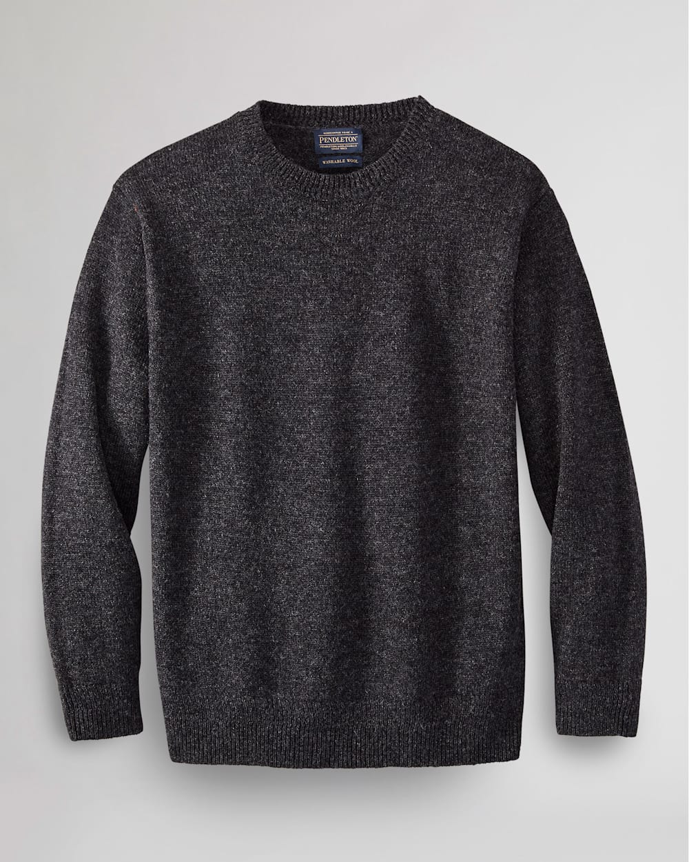 MEN'S SHETLAND WASHABLE WOOL CREWNECK IN BLACK HEATHER image number 1