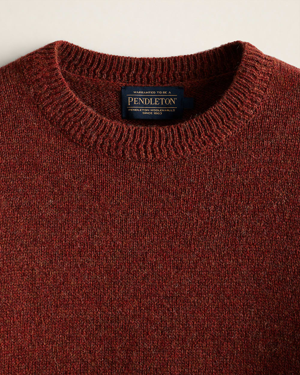 ALTERNATE VIEW OF MEN'S SHETLAND COLLECTION SWEATER IN FIRED BRICK HEATHER image number 2