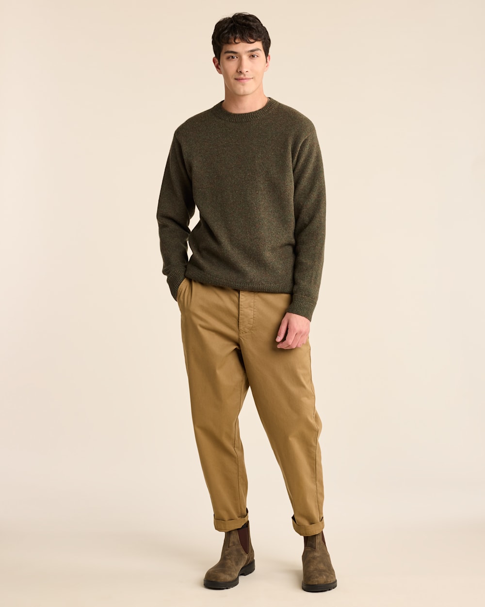 ALTERNATE VIEW OF MEN'S SHETLAND COLLECTION SWEATER IN CAMO HEATHER image number 5