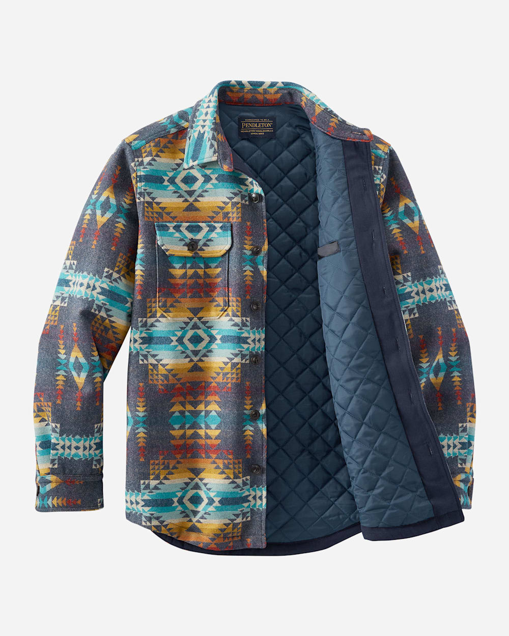 ALTERNATE VIEW OF MEN'S JACQUARD QUILTED SHIRT JACKET IN BLUE PILOT ROCK image number 3