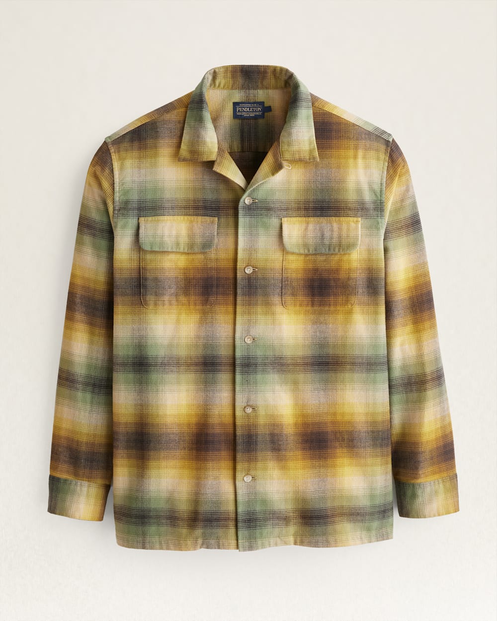 MEN'S PLAID COTTON BOARD SHIRT IN BRONZE/BROWN/GREEN OMBRE image number 1