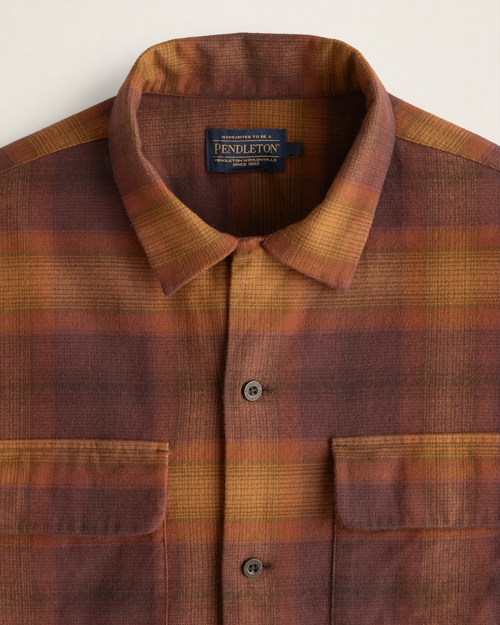 ALTERNATE VIEW OF MEN'S PLAID COTTON BOARD SHIRT IN RUSTY BROWN OMBRE image number 2