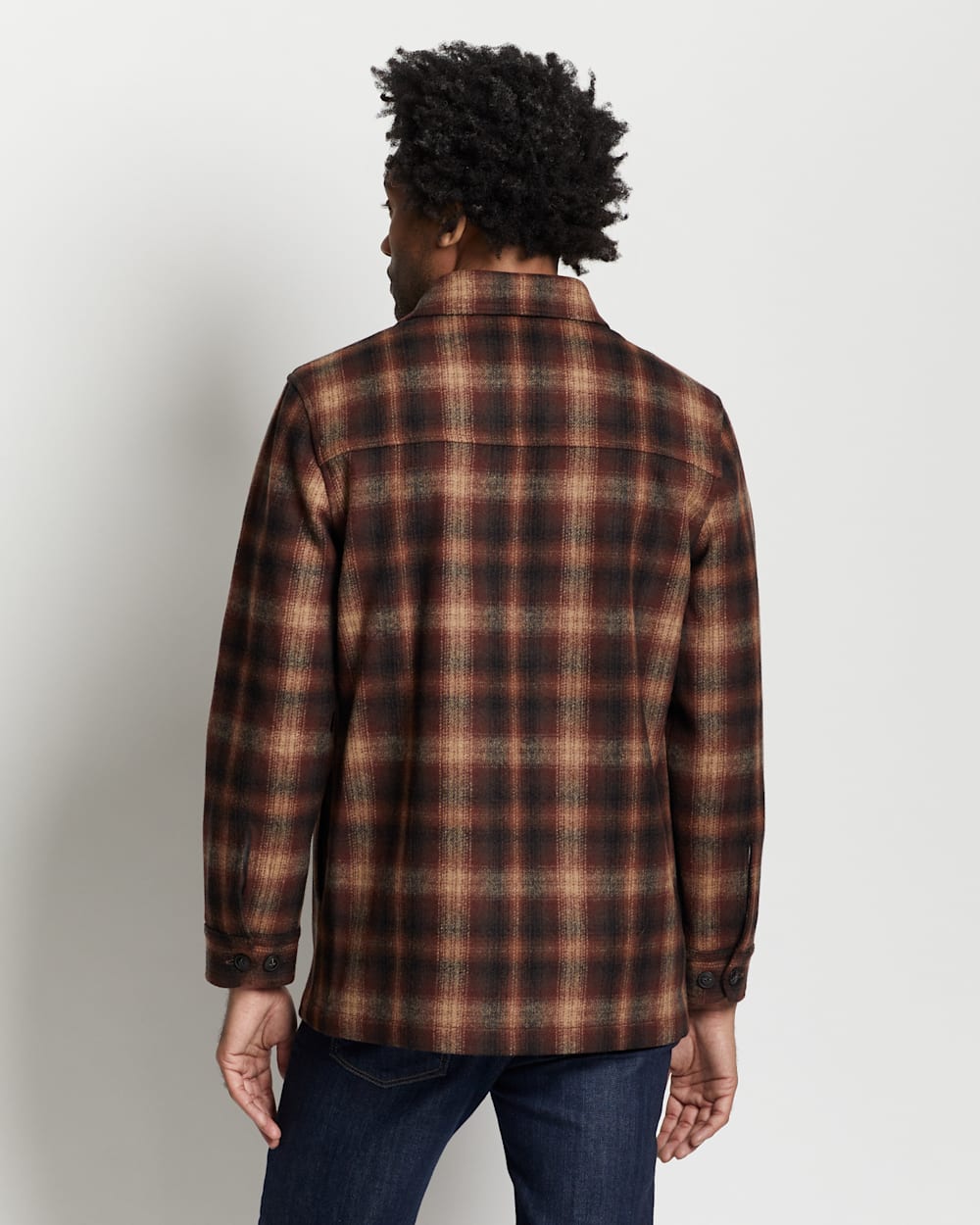 ALTERNATE VIEW OF MEN'S HESTON PLAID WOOL COAT IN BROWN/RUST OMBRE image number 6