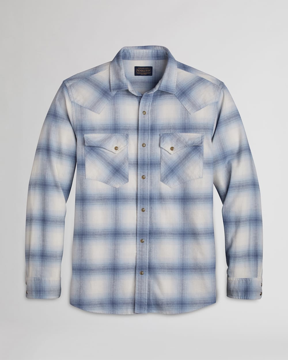 MEN'S WYATT SNAP-FRONT COTTON SHIRT IN IVORY/DENIM OMBRE image number 1