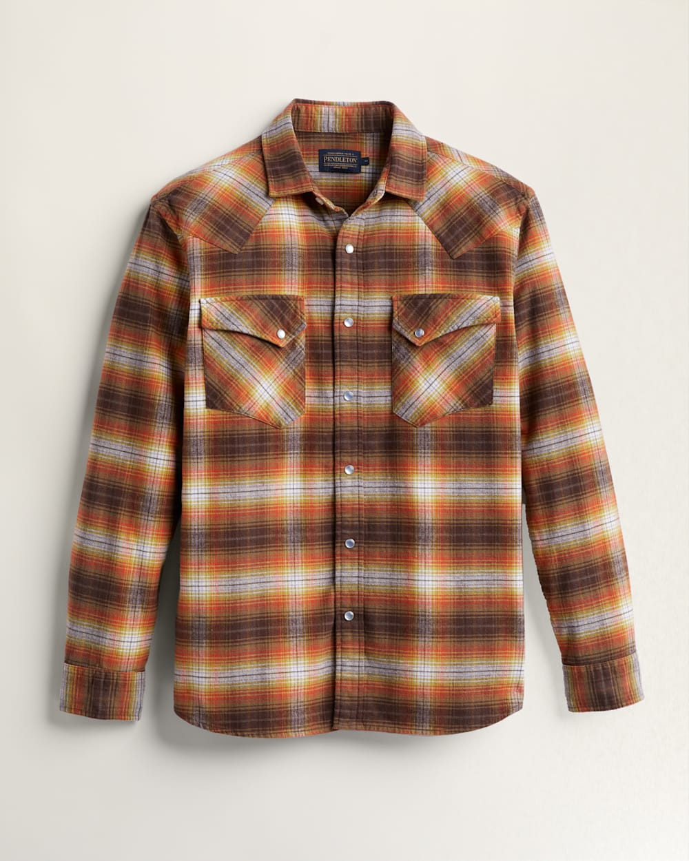 MEN'S WYATT SNAP-FRONT COTTON SHIRT IN COFFEE/GOLD/CITRUS PLAID image number 1