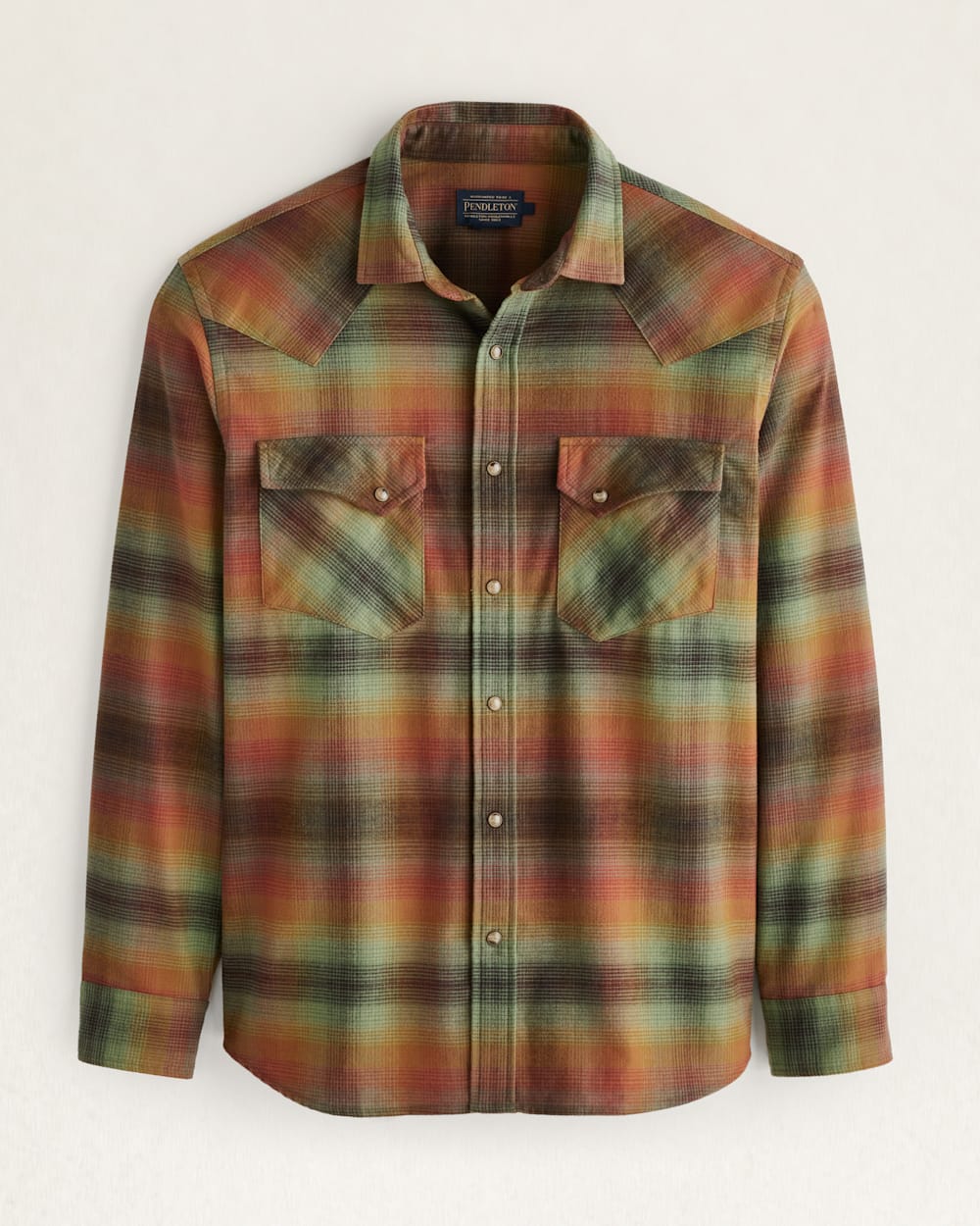 MEN'S PLAID WYATT SNAP-FRONT COTTON SHIRT IN BROWN/GREEN MULTI image number 1