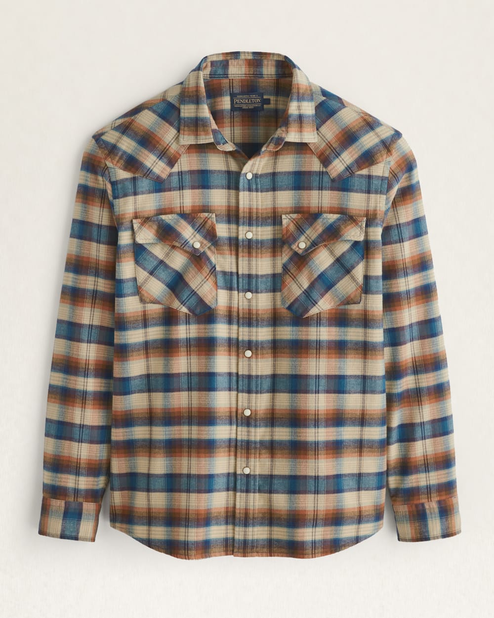 MEN'S PLAID WYATT SNAP-FRONT COTTON SHIRT IN KHAKI/BROWN/BLUE image number 1