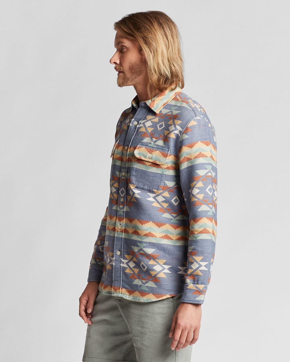 ALTERNATE VIEW OF MEN'S BEACH SHACK JACQUARD COTTON SHIRT IN BLUE/GREEN MULTI image number 4