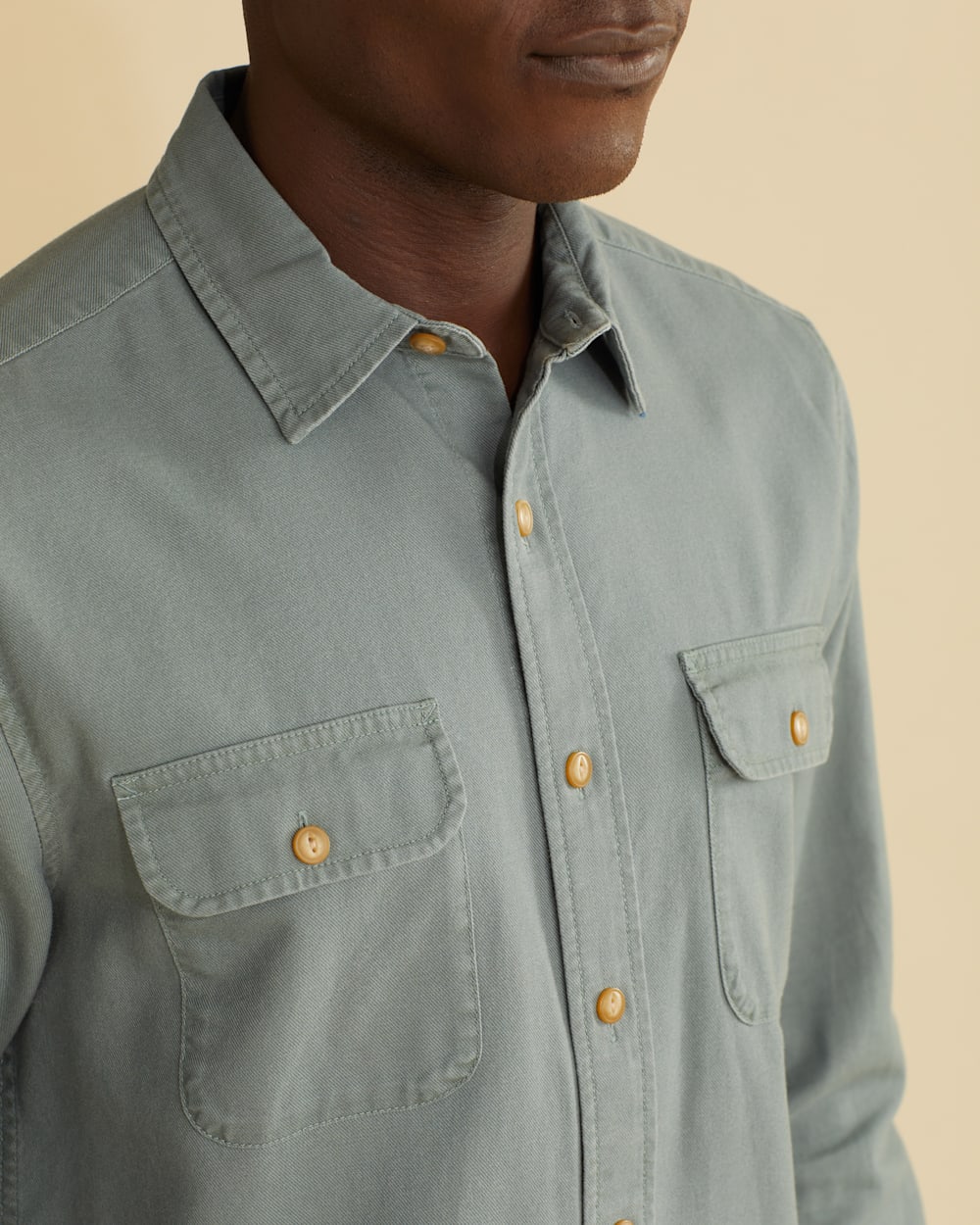 ALTERNATE VIEW OF MEN'S BEACH SHACK COTTON SHIRT IN FIR GREEN image number 2