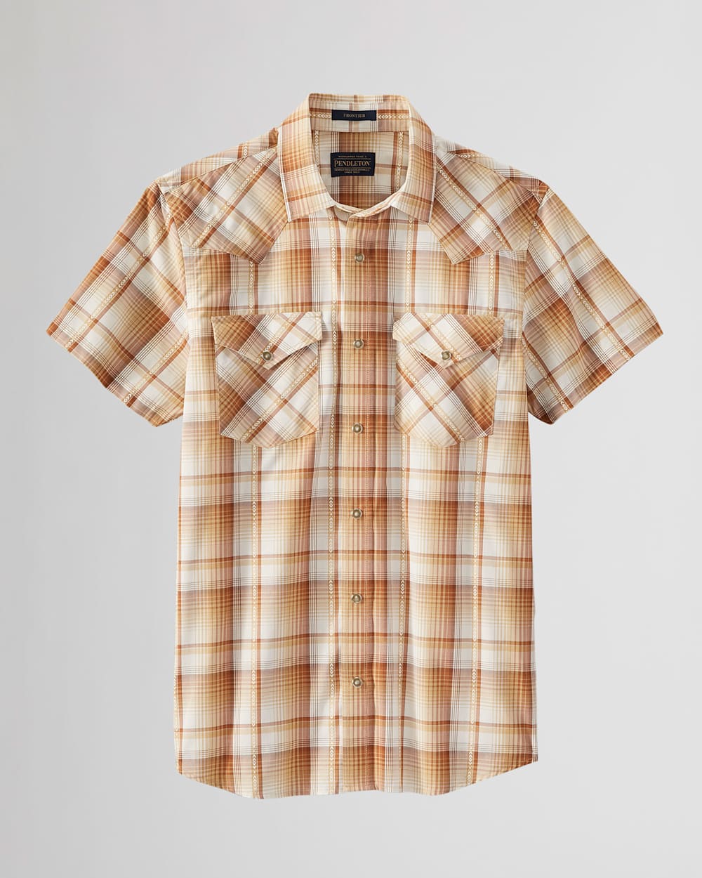 MEN'S SHORT-SLEEVE FRONTIER SHIRT IN GOLD/BROWN PLAID image number 1