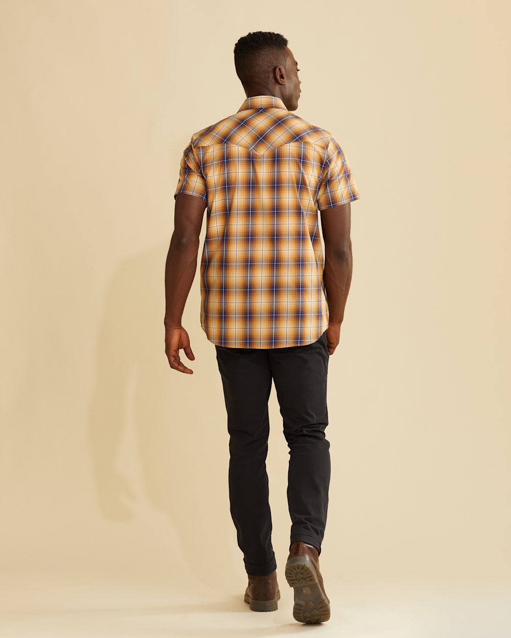 ALTERNATE VIEW OF MEN'S SHORT-SLEEVE FRONTIER SHIRT IN COPPER/BLUE OMBRE image number 3