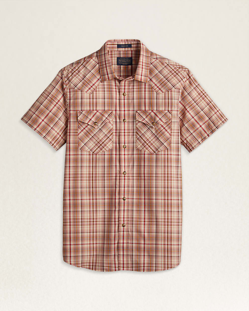 MEN'S SHORT-SLEEVE FRONTIER SHIRT IN RUST/IVORY PLAID image number 1