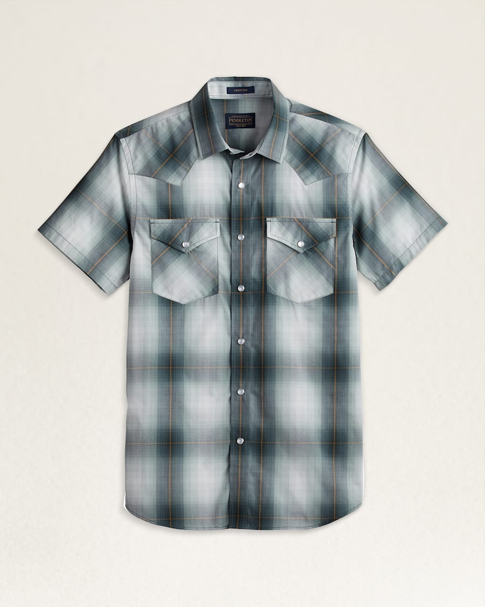 MEN'S SHORT-SLEEVE FRONTIER SHIRT IN GREEN/ECRU OMBRE image number 1