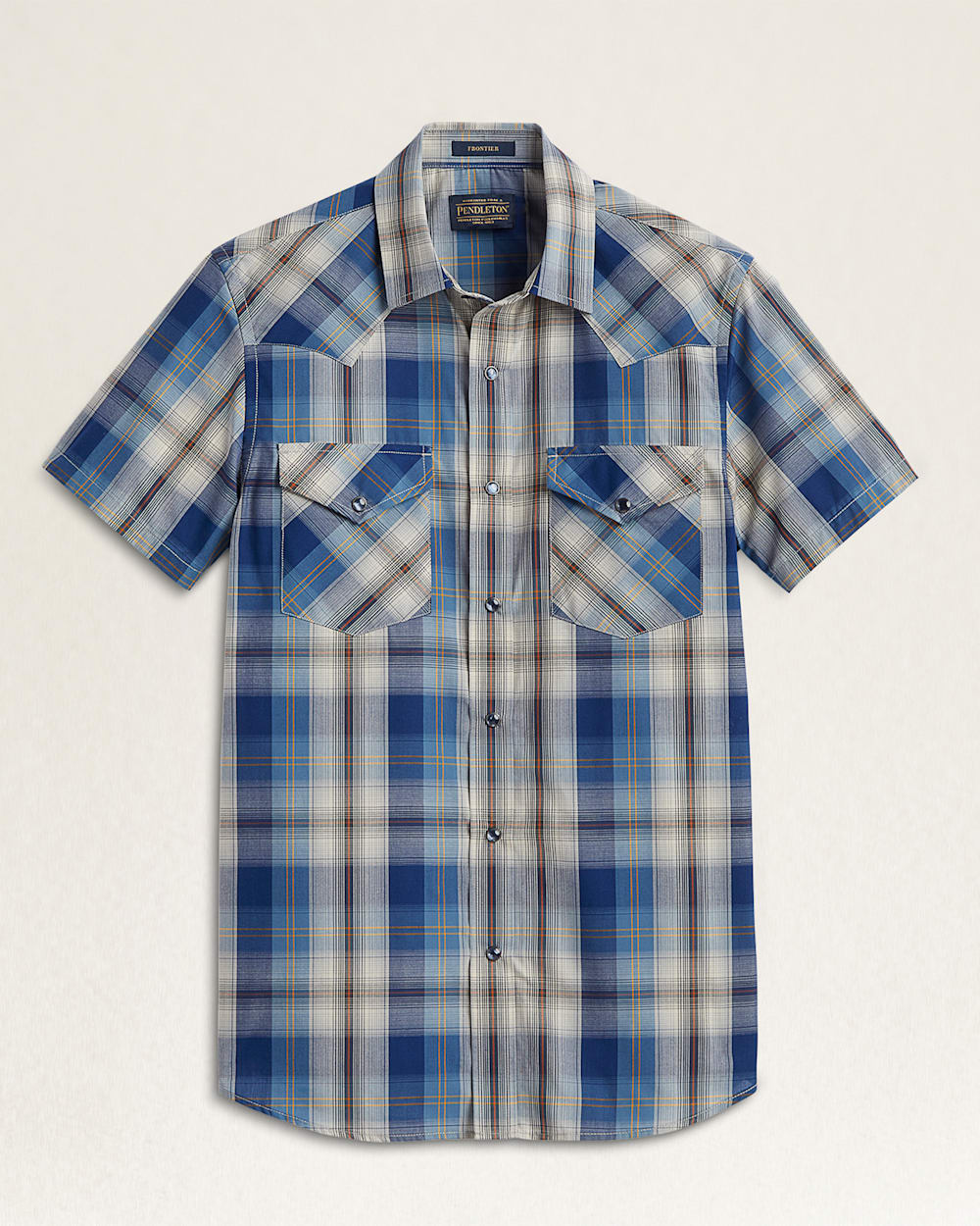 ALTERNATE VIEW OF MEN'S SHORT-SLEEVE FRONTIER SHIRT IN GREY/BLUE PLAID image number 6