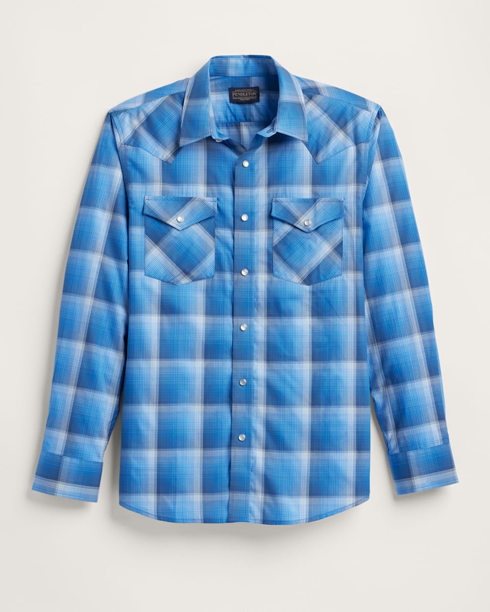 MEN'S PLAID LONG-SLEEVE BISHOP COTTON SHIRT IN NAVY/BLUE PLAID image number 1