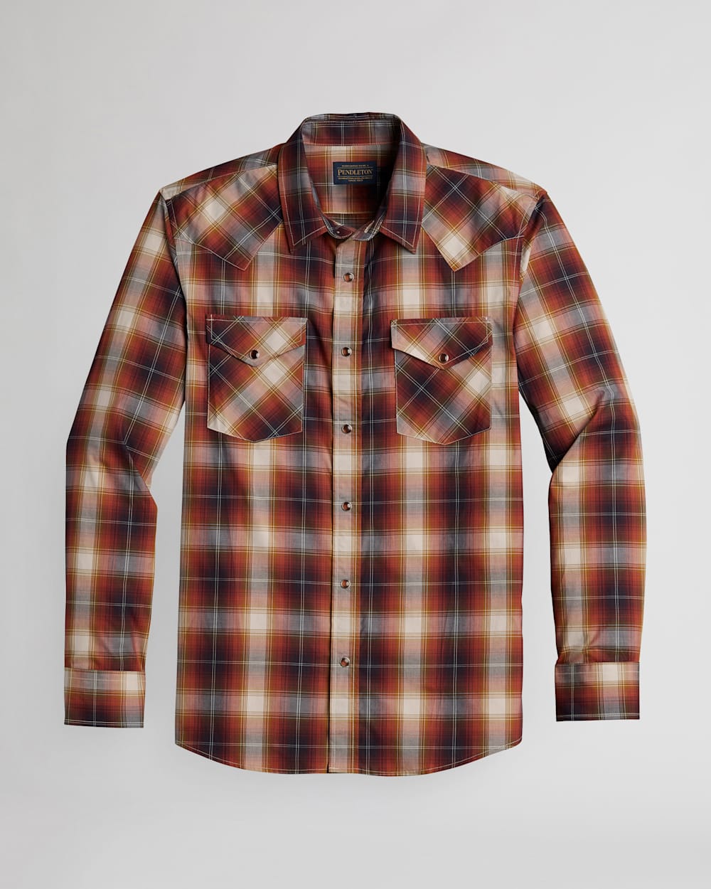 MEN'S LONG-SLEEVE BISHOP COTTON SHIRT IN COPPER/GOLD PLAID image number 1