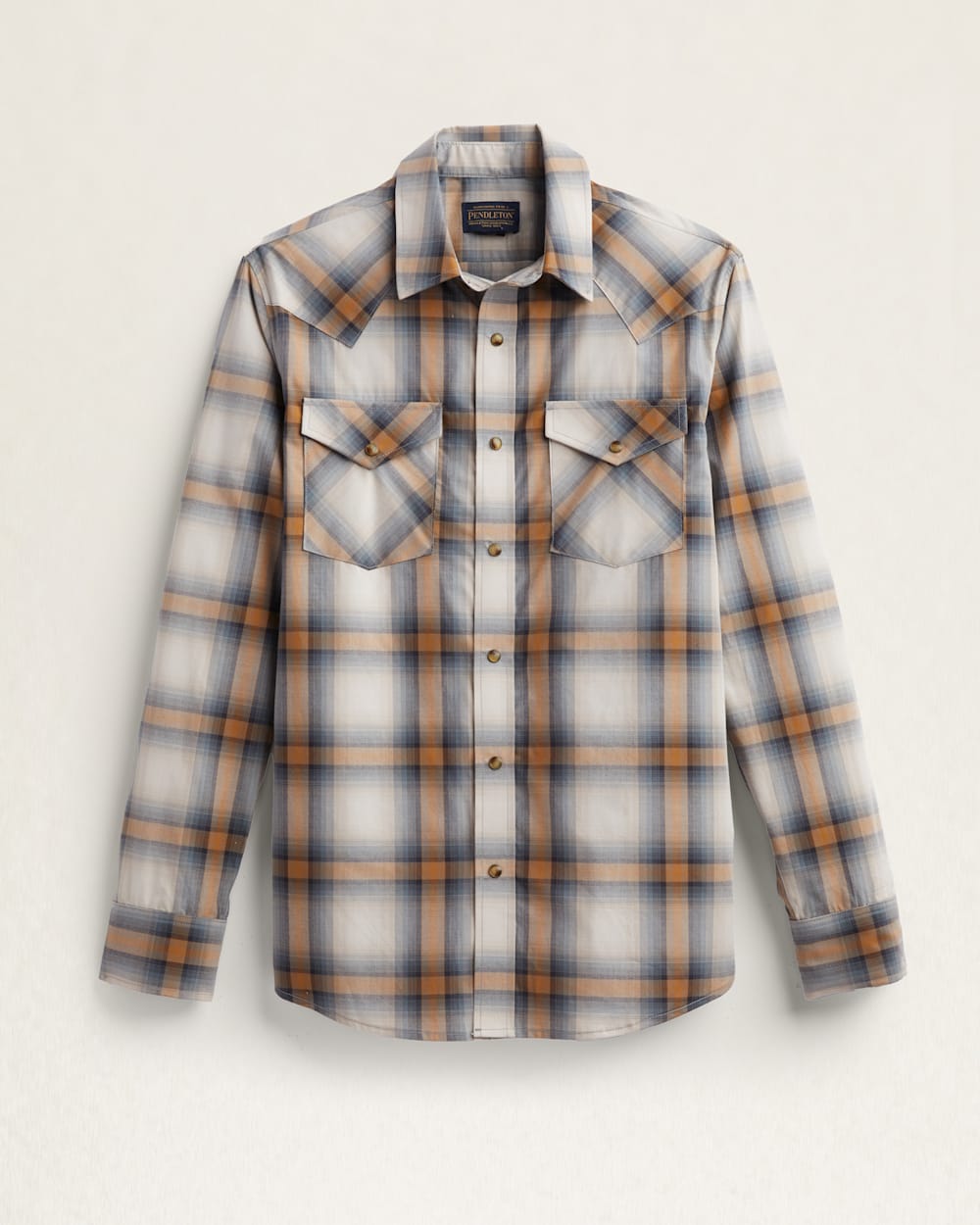 MEN'S LONG-SLEEVE BISHOP COTTON SHIRT IN GREY/TAN/SAND PLAID image number 1
