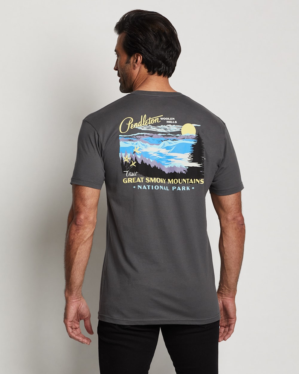 ALTERNATE VIEW OF MEN'S GREAT SMOKEY MOUNTAINS GRAPHIC TEE IN GREY/YELLOW image number 2