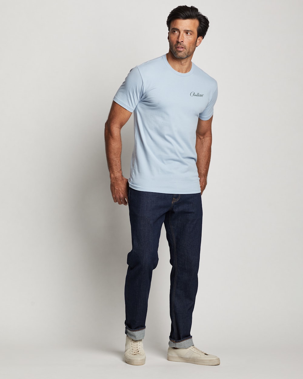 MEN'S GLACIER GRAPHIC TEE IN DENIM/WHITE image number 1