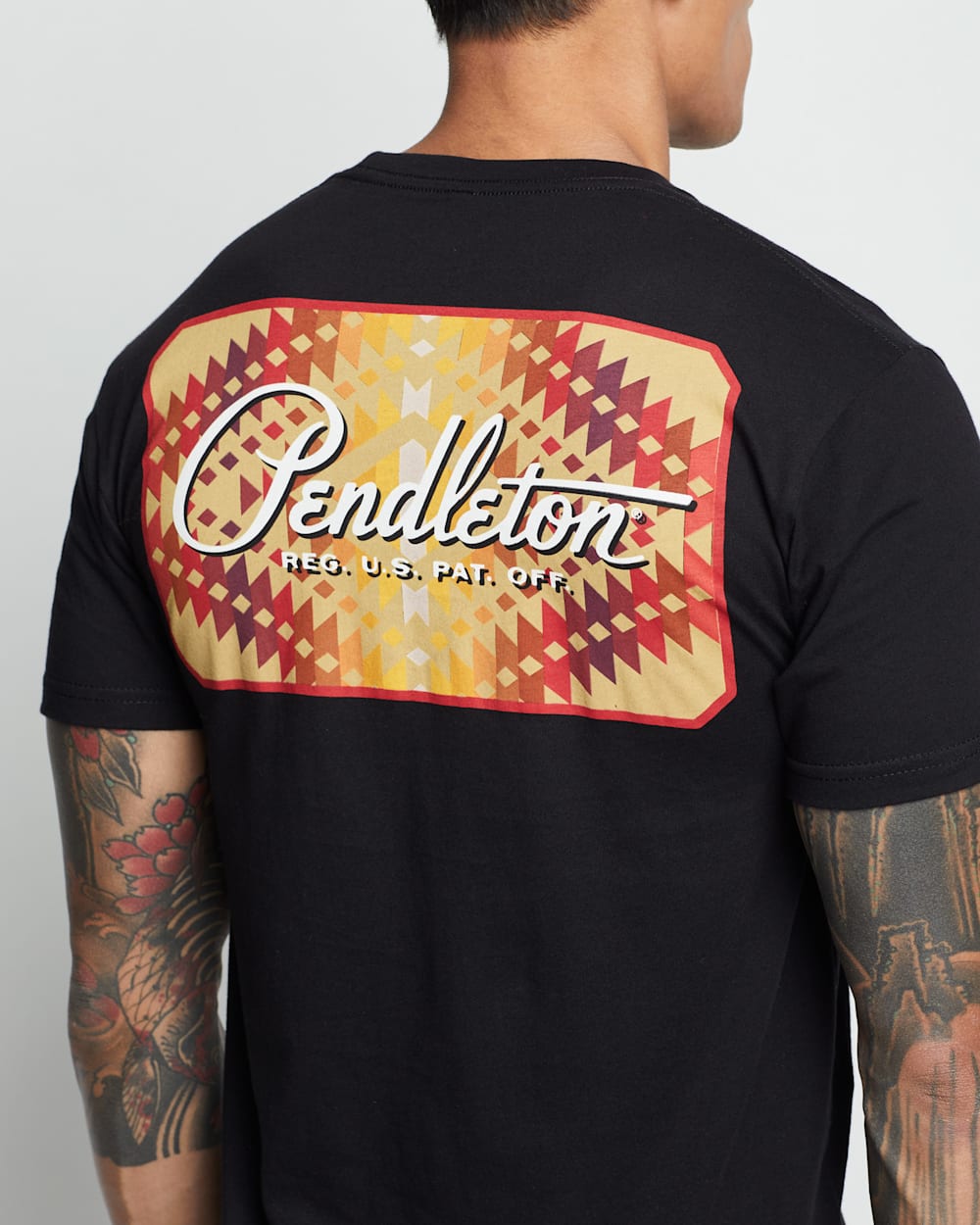 ALTERNATE VIEW OF MEN'S MISSION TRAILS GRAPHIC TEE IN BLACK/ORANGE image number 2