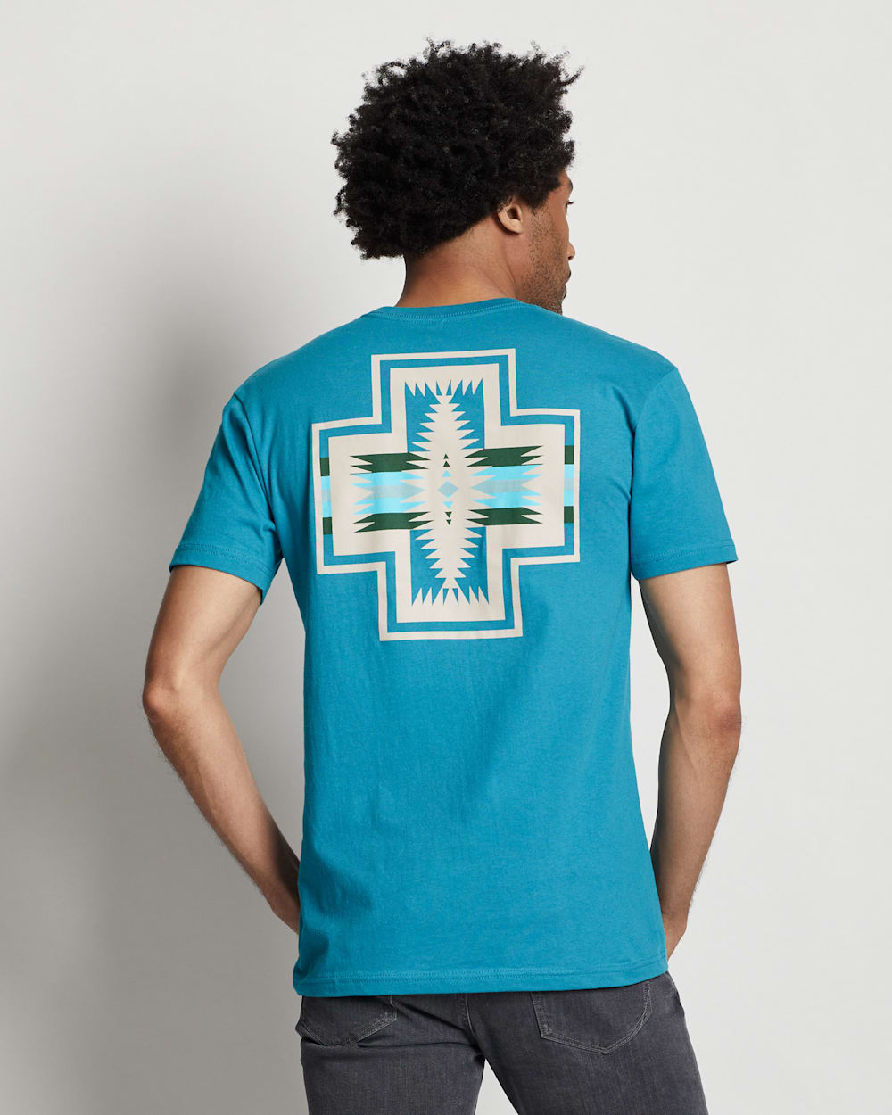 ALTERNATE VIEW OF MEN'S HARDING GRAPHIC TEE IN TEAL/TAN image number 2