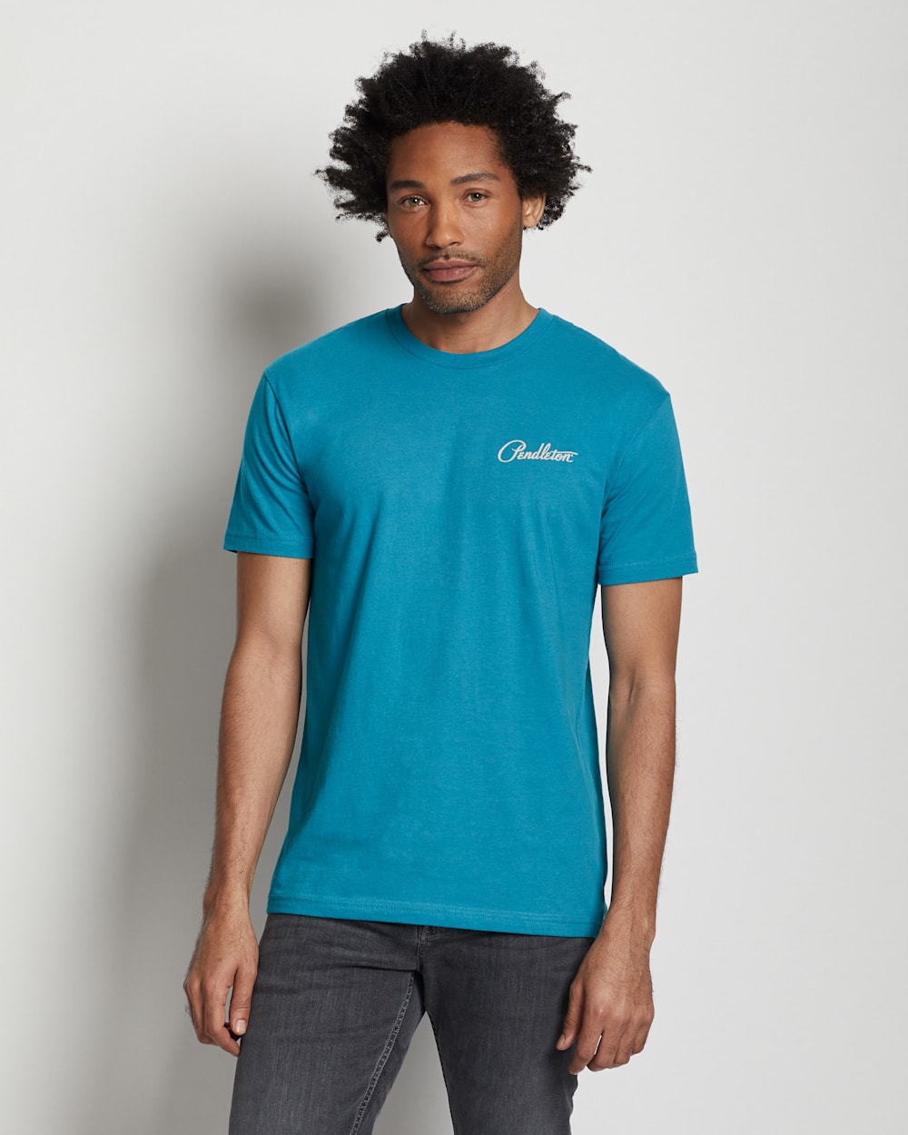 ALTERNATE VIEW OF MEN'S HARDING GRAPHIC TEE IN TEAL/TAN image number 4