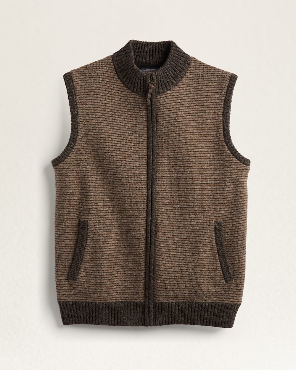 MEN'S SHETLAND COLLECTION SWEATER VEST IN MAHOGANY/TAUPE image number 1