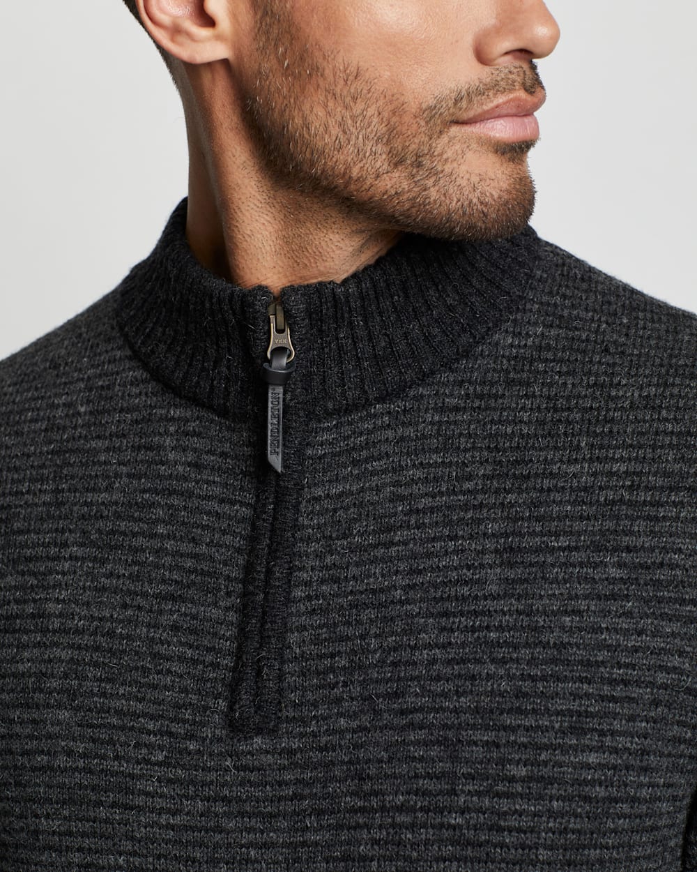 ALTERNATE VIEW OF MEN'S SHETLAND HALF-ZIP SWEATER IN CHARCOAL/BLACK image number 5