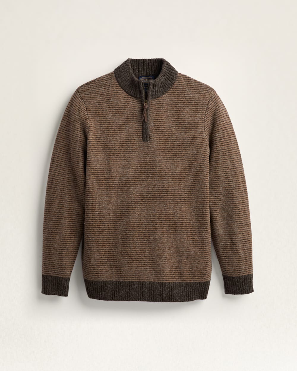 MEN'S SHETLAND COLLECTION HALF-ZIP SWEATER IN MAHOGANY/TAUPE image number 1