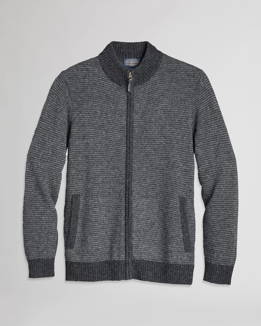 ALTERNATE VIEW OF MEN'S SHETLAND FULL-ZIP SWEATER IN CHARCOAL/BLACK image number 2