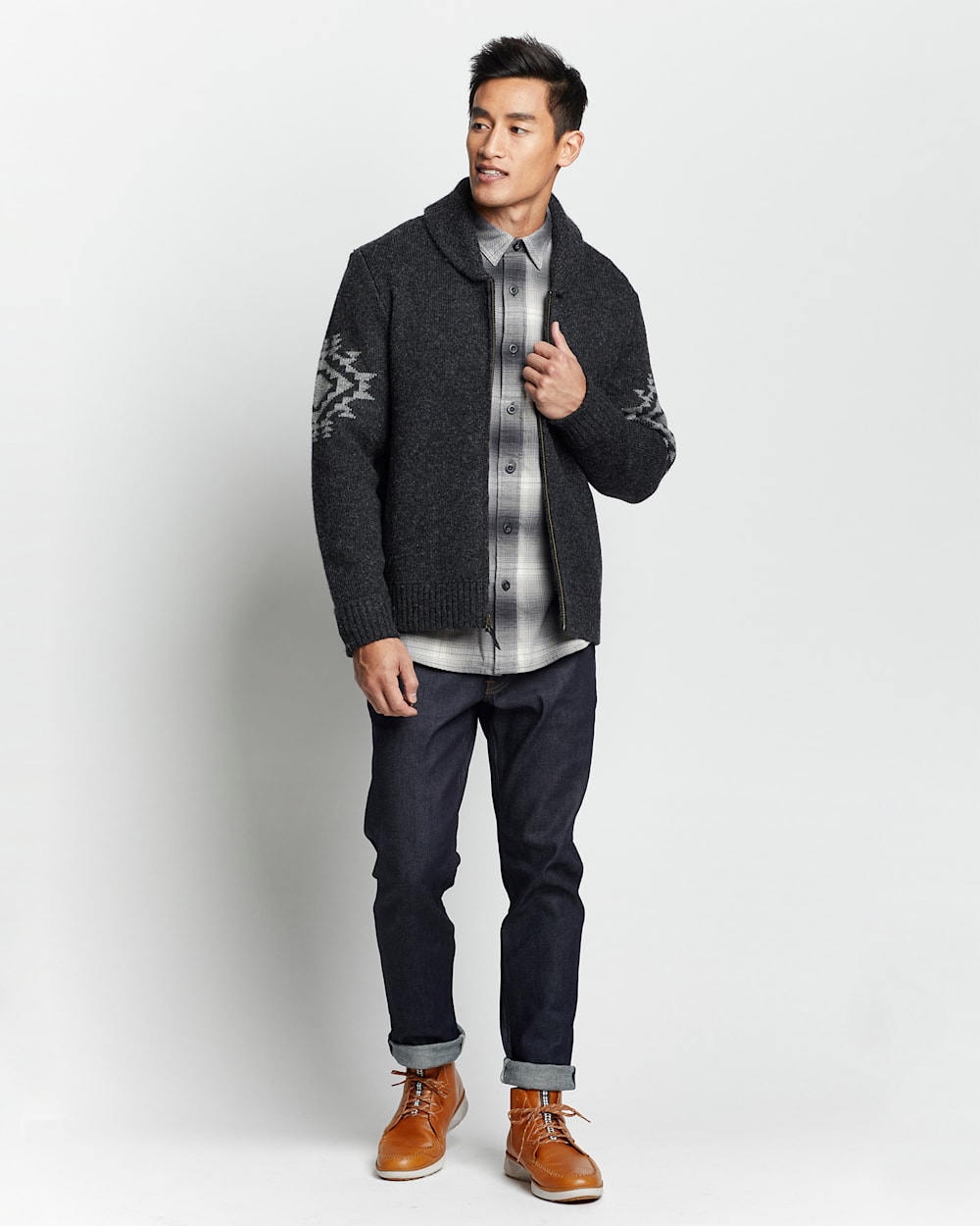 Men's Graphic Shetland Zip Cardigan
