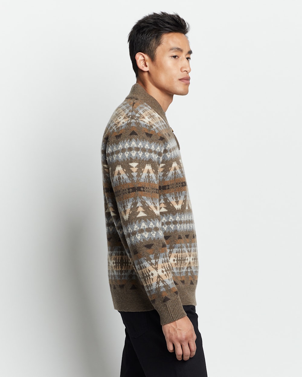 ALTERNATE VIEW OF MEN'S SUMMIT PEAK LAMBSWOOL SWEATER IN TAN image number 3