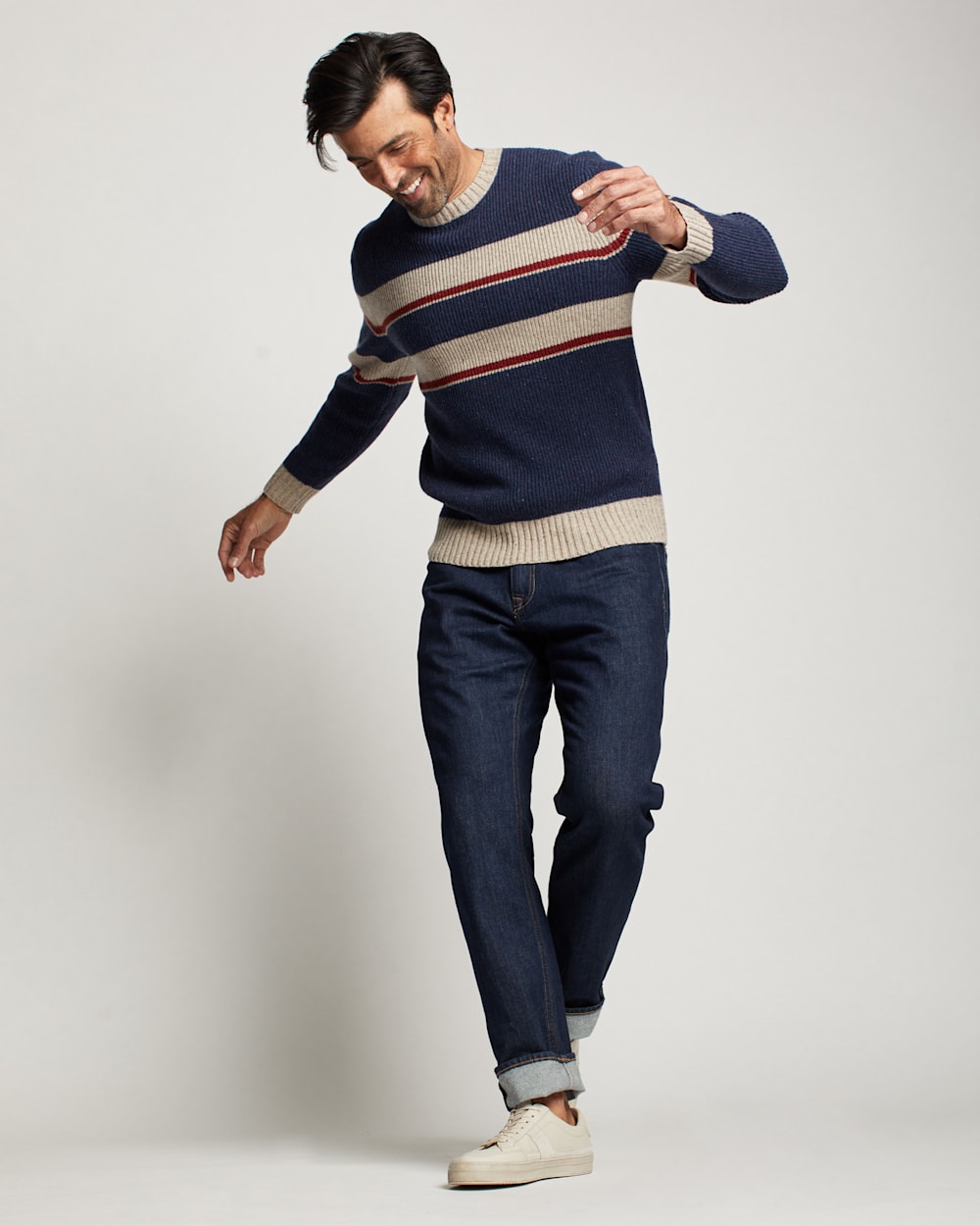 MEN'S PARK STRIPE MERINO SWEATER IN NAVY PARK STRIPE image number 1