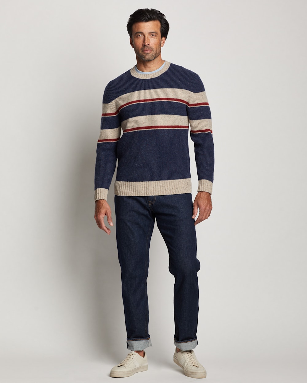 ALTERNATE VIEW OF MEN'S PARK STRIPE MERINO SWEATER IN NAVY PARK STRIPE image number 3