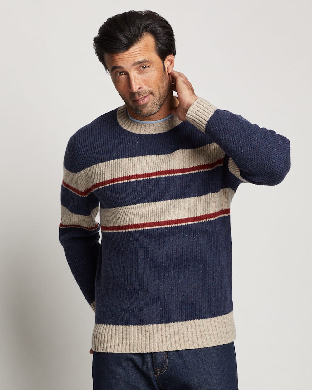 ALTERNATE VIEW OF MEN'S PARK STRIPE MERINO SWEATER IN NAVY PARK STRIPE image number 4