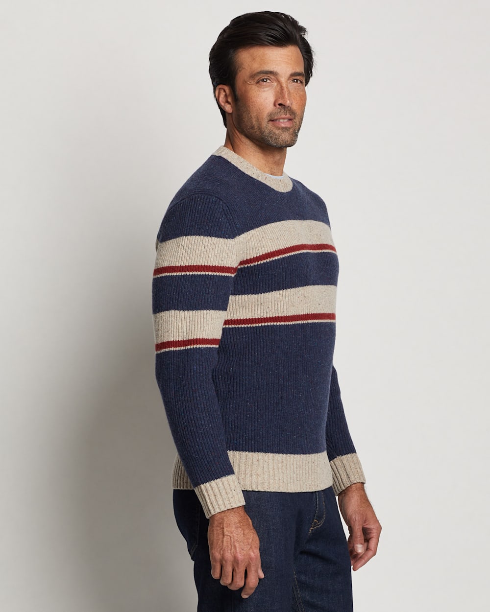 ALTERNATE VIEW OF MEN'S PARK STRIPE MERINO SWEATER IN NAVY PARK STRIPE image number 5