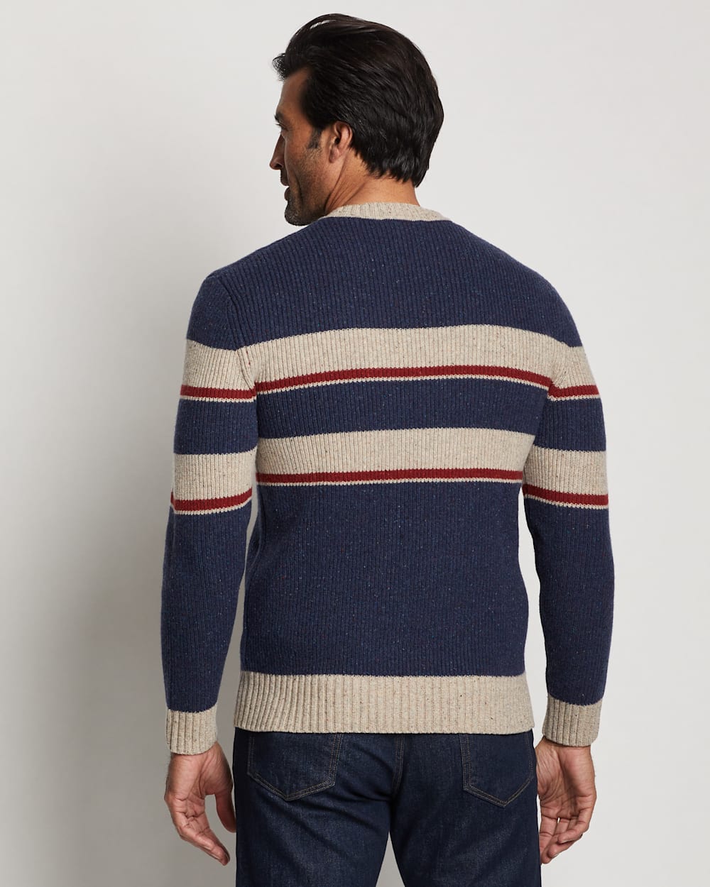 ALTERNATE VIEW OF MEN'S PARK STRIPE MERINO SWEATER IN NAVY PARK STRIPE image number 6