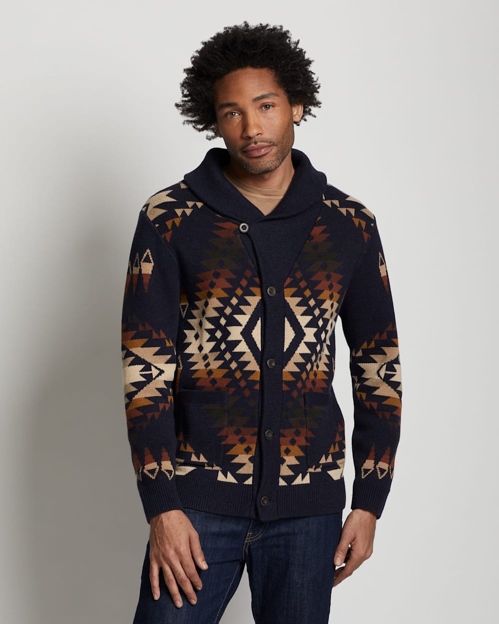 MEN'S MISSION TRAILS COTTON CARDIGAN IN NAVY MULTI image number 1