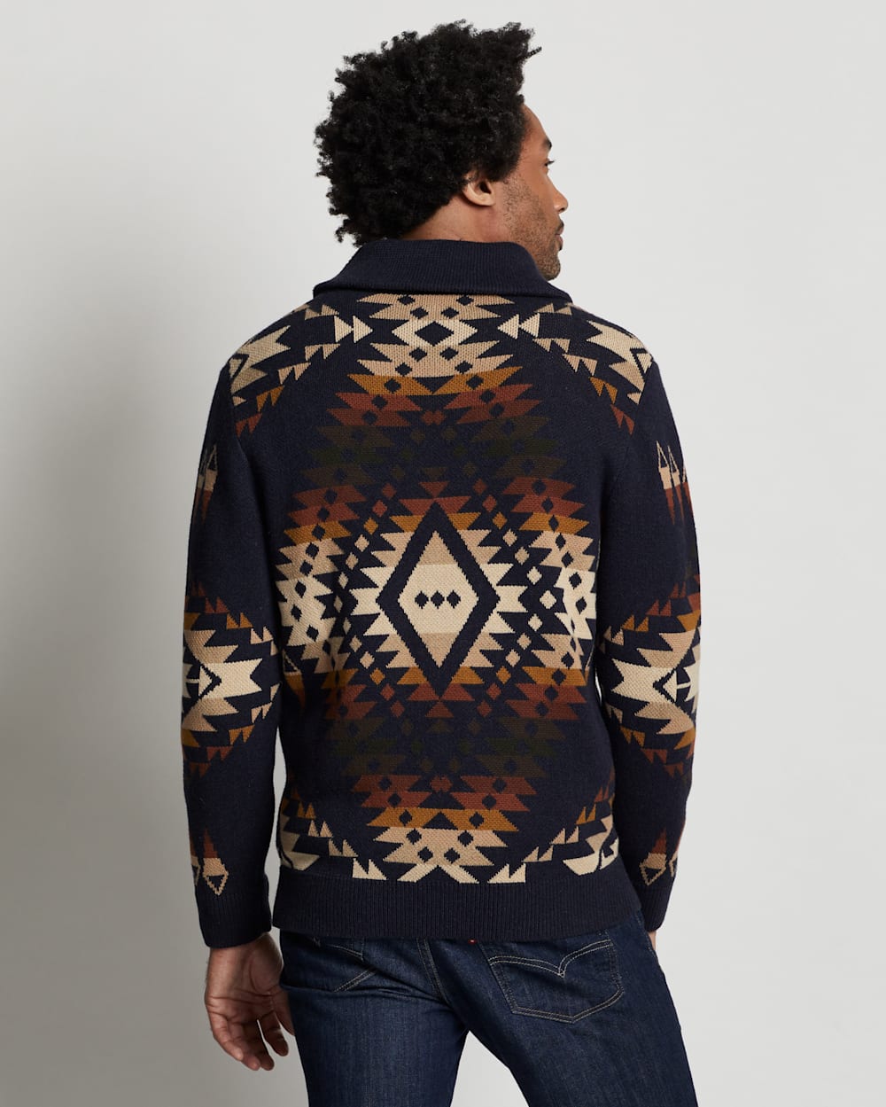 ALTERNATE VIEW OF MEN'S MISSION TRAILS COTTON CARDIGAN IN NAVY MULTI image number 2