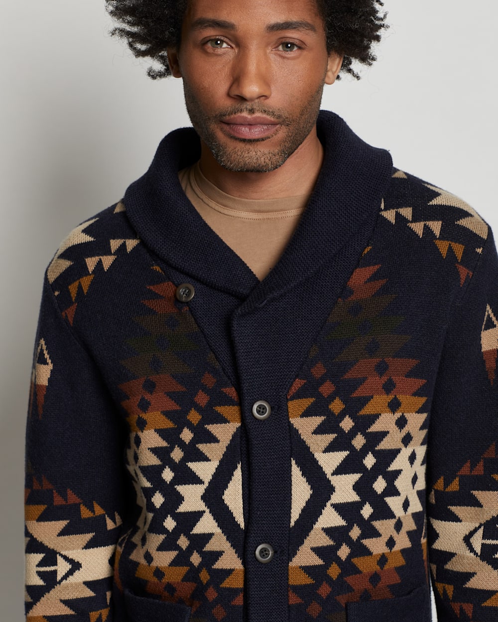 ALTERNATE VIEW OF MEN'S MISSION TRAILS COTTON CARDIGAN IN NAVY MULTI image number 3