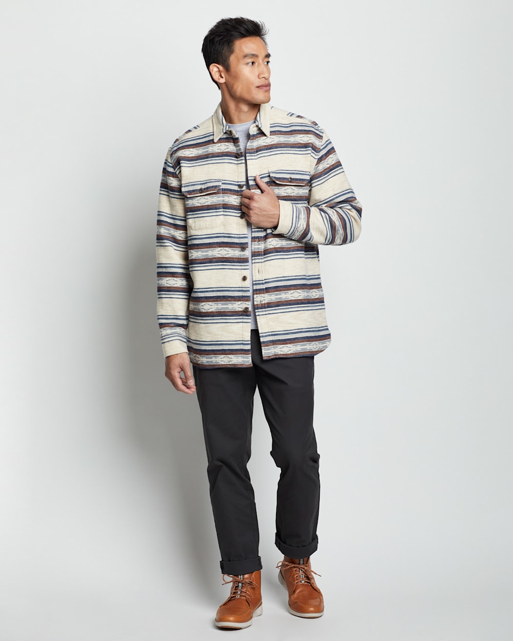 ALTERNATE VIEW OF MEN'S DOUBLESOFT DRIFTWOOD SHIRT IN TAN SALTILLO STRIPE image number 2