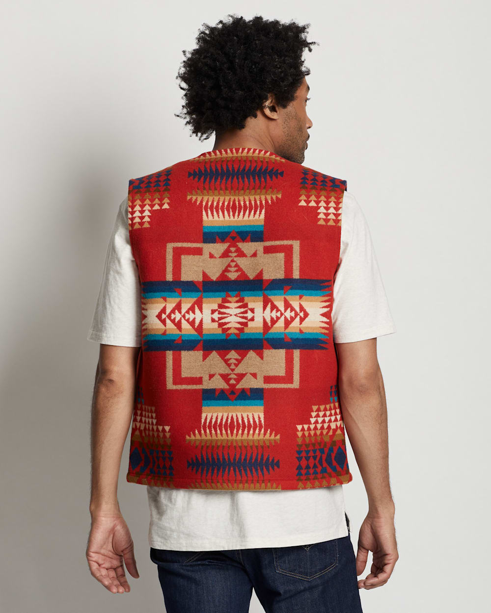 ALTERNATE VIEW OF MEN'S QUILTED SNAP VEST IN RED CHIEF JOSEPH image number 5