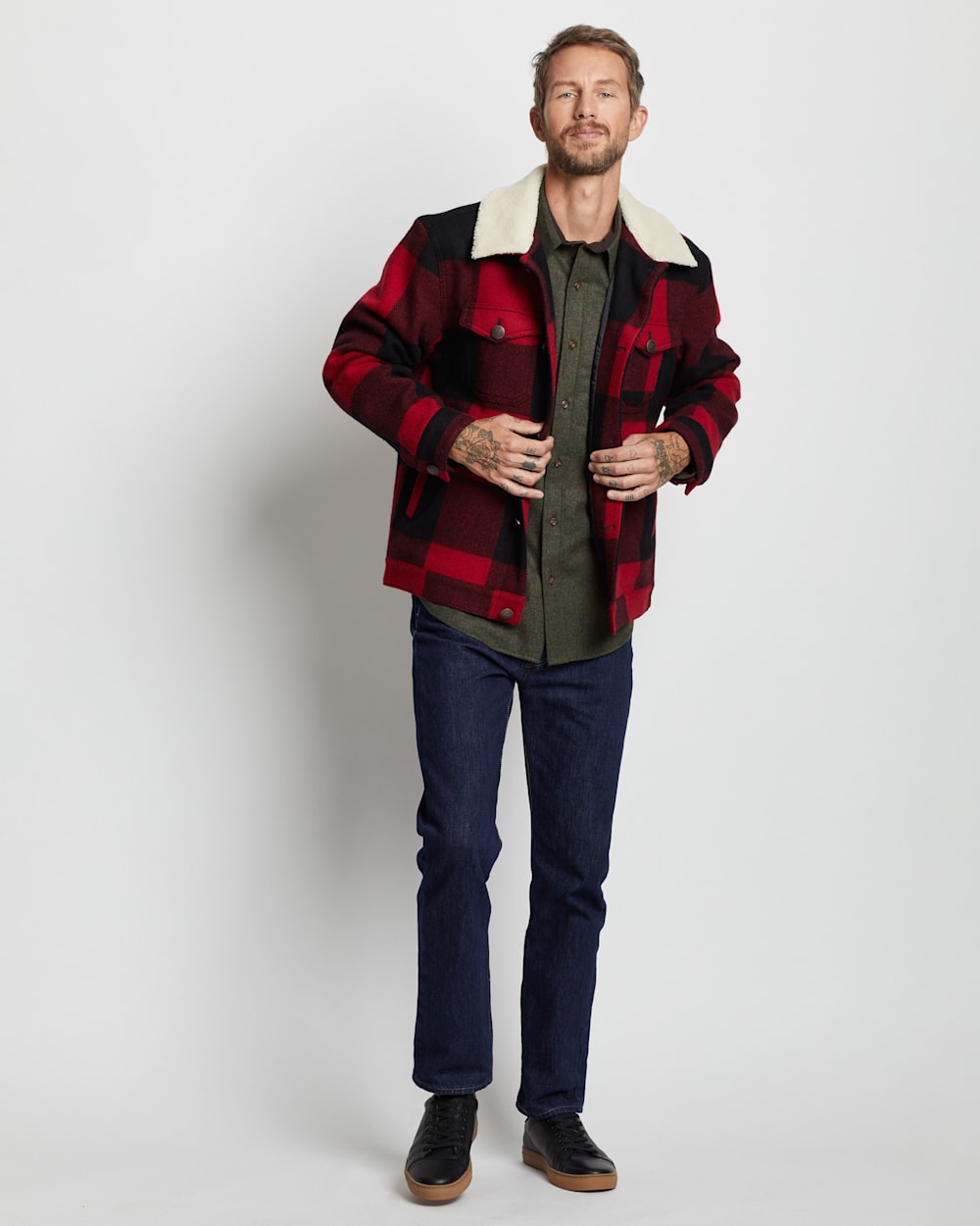 Rag supply plaid cheap shearling hooded coat