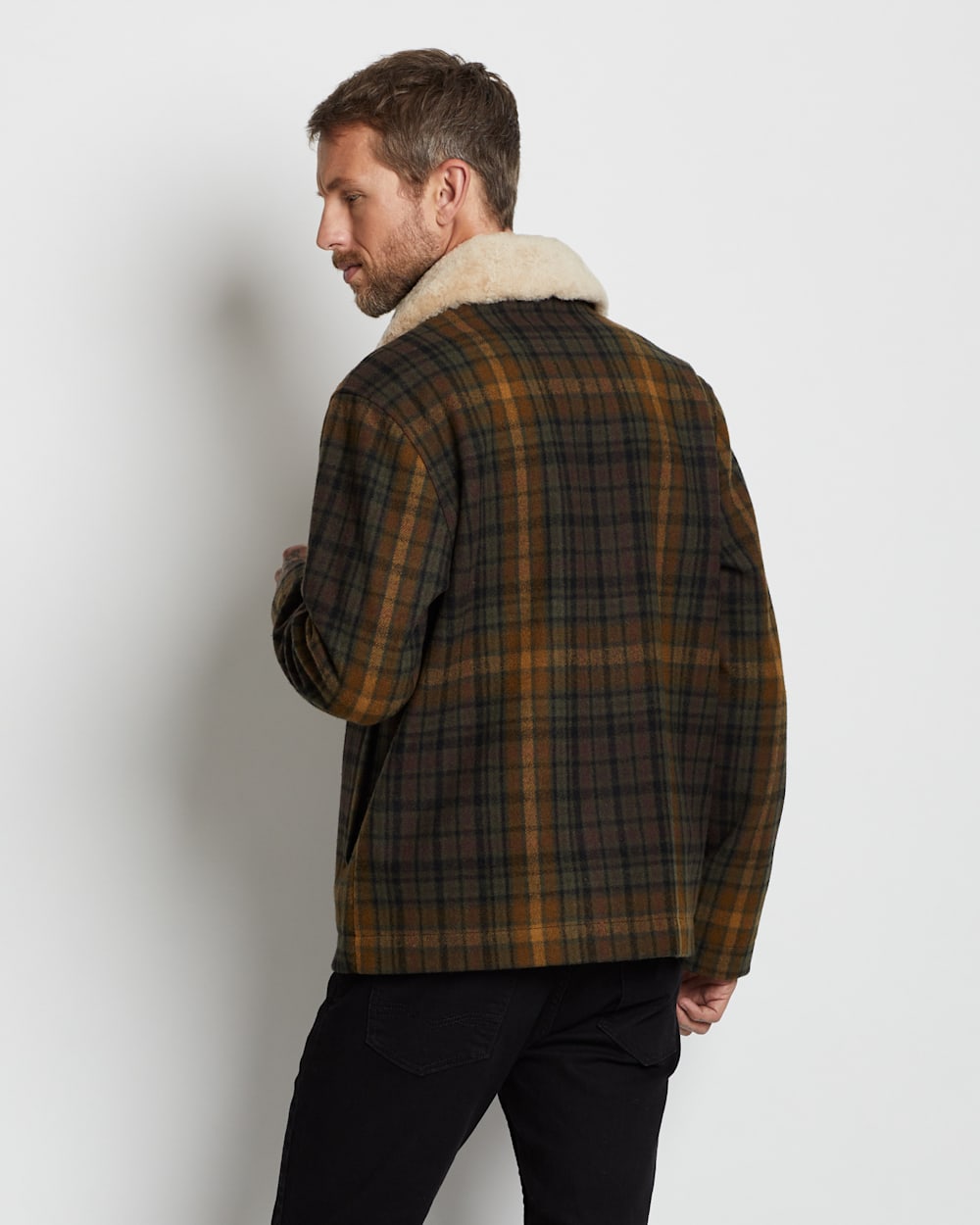 ALTERNATE VIEW OF MEN'S PLAID SILVERTON COAT IN OLIVE/GREEN image number 4