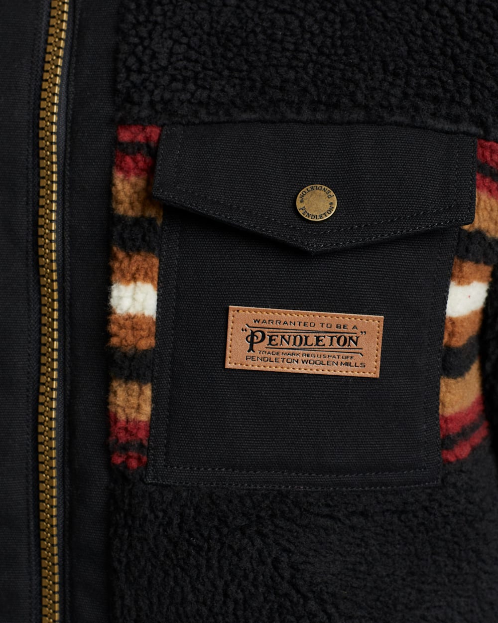 Black & Red Stripe Stand-Collar Fleece Men's Jacket