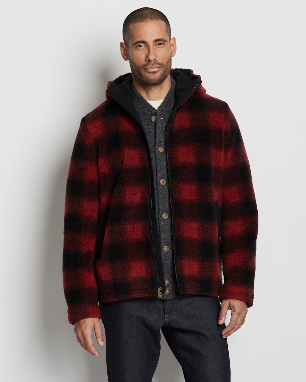 Mens hooded fleece jacket outlet