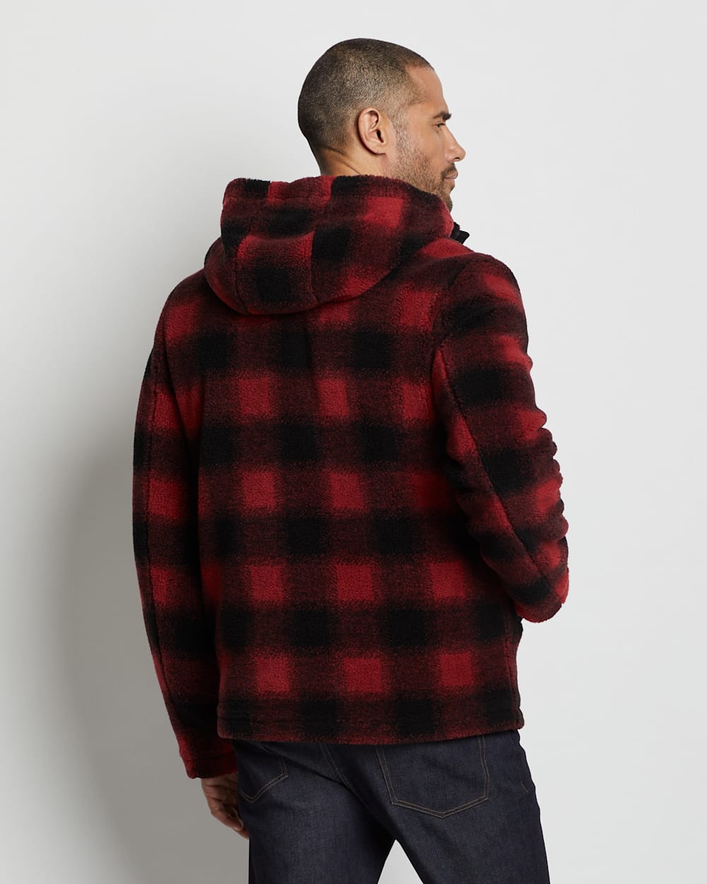 ALTERNATE VIEW OF MEN'S WOODSIDE HOODED FLEECE JACKET IN RED BUFFALO CHECK image number 5